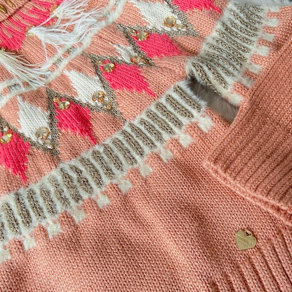 TWINSET Pullover Sweater With Embroidery and Pink Feathers Size XS New - Picture 8 of 16